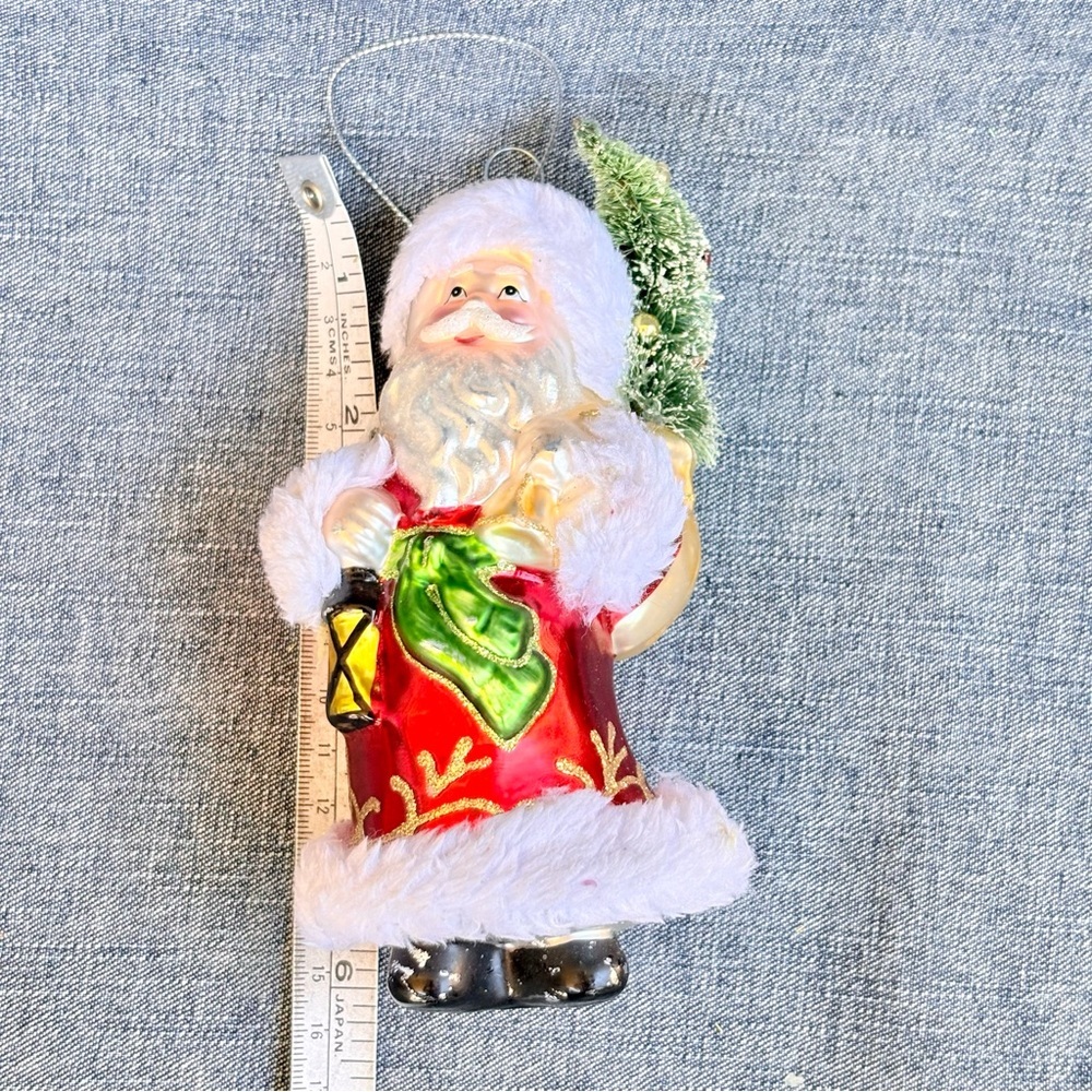 Robert Stanley 6” Blown Glass Christmas Ornament Lot Of 3 Santa Head Mailbox - Picture 5 of 6
